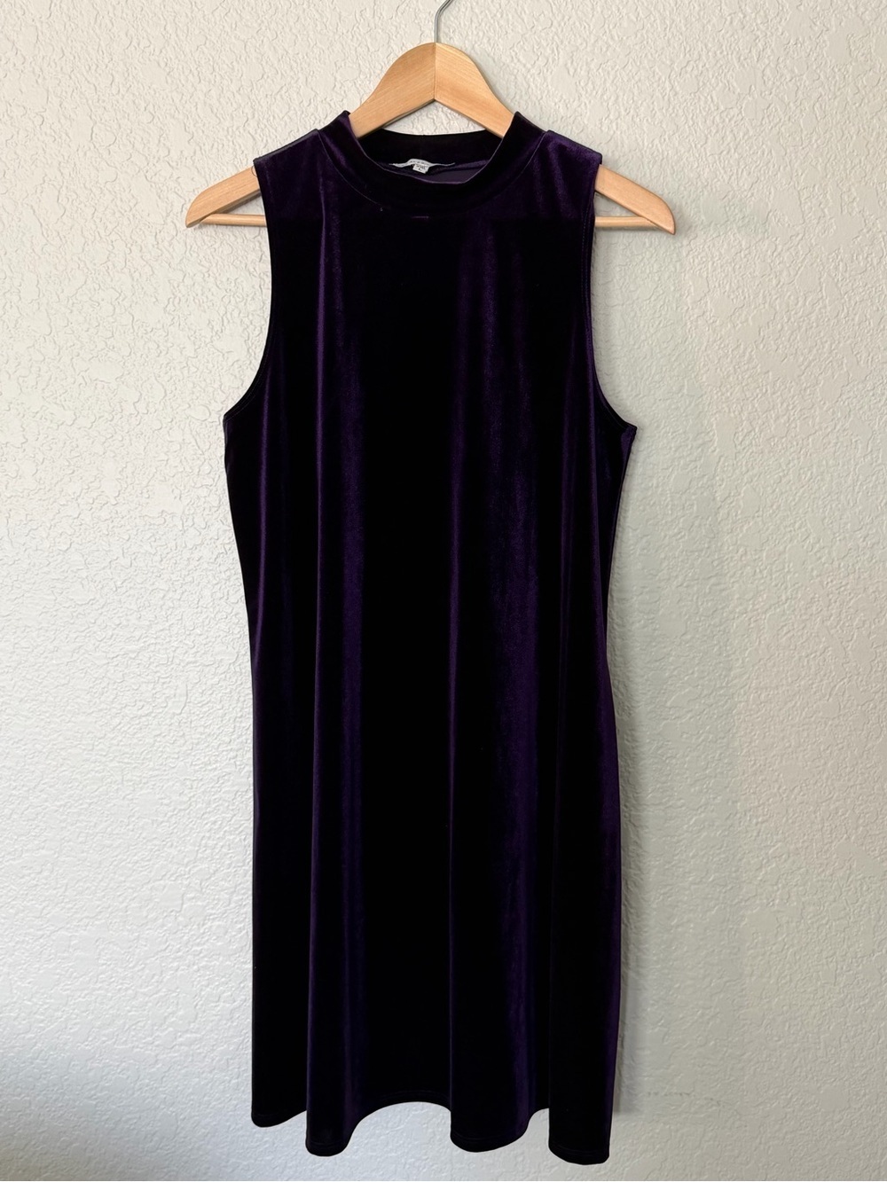 Annalee + Hope Sleeveless Velvet velour shift Dress in Deep Purple